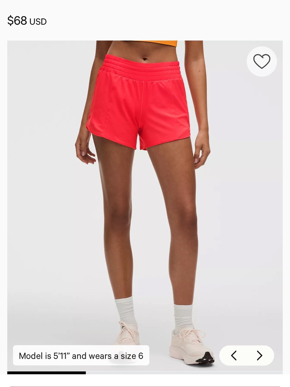 lululemon athletica Women’s Red Athletic Shorts 4” High Rise